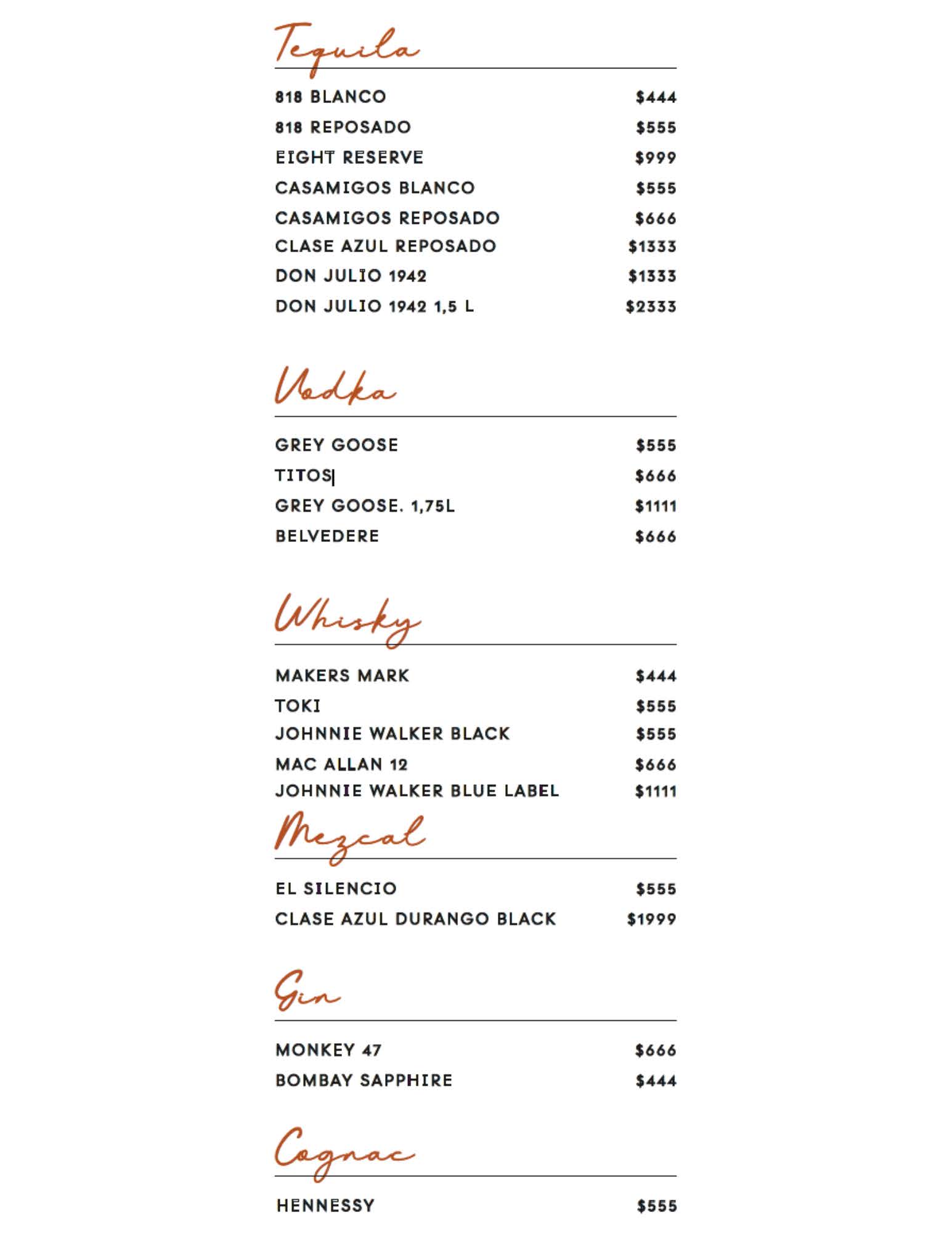 Menu – AYA Los Angeles